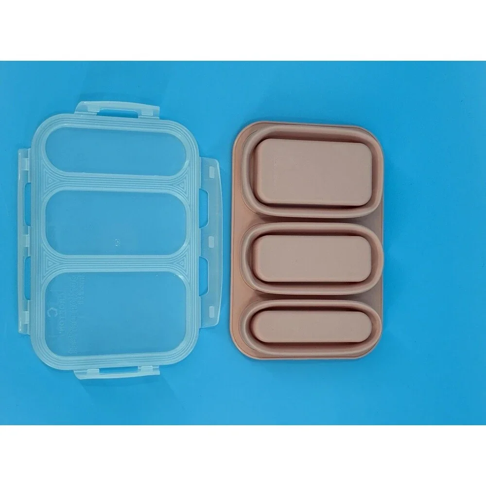 Crofton Portion Perfect Collapsible Meal Kit 3 & 4 Compartment Pink Set of 2